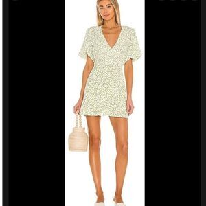 Faithfull the Brand Ilia Floral Print Dress Sz S. Green White